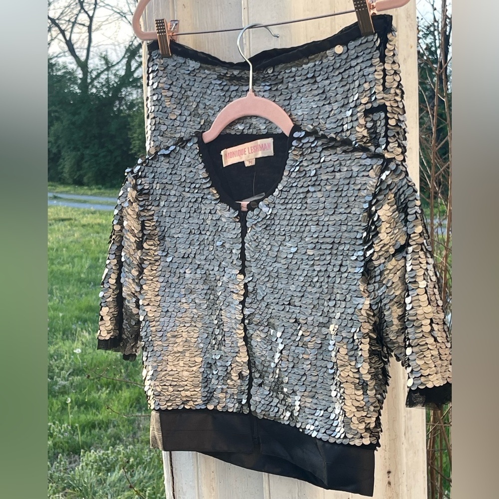 Monique Leshman Sequin Lolita BomberJacket & Skirt Two Piece Set Y2K Deadstock
